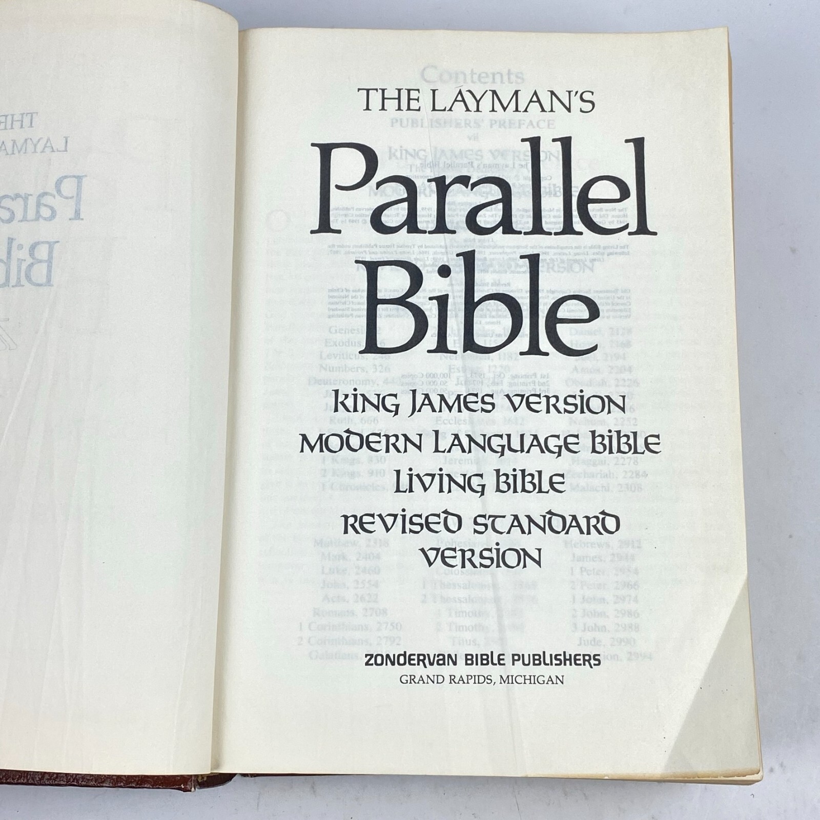 Layman’s Parallel Bible KJV MLB Living Bible RSV Zondervan Hardcover 1973 VTG