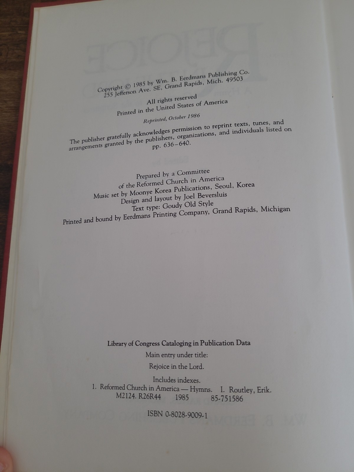 Rejoice in the Lord – Hardcover, Edited by Erik Routley (Wm. B. Eerdmans Pub. Co