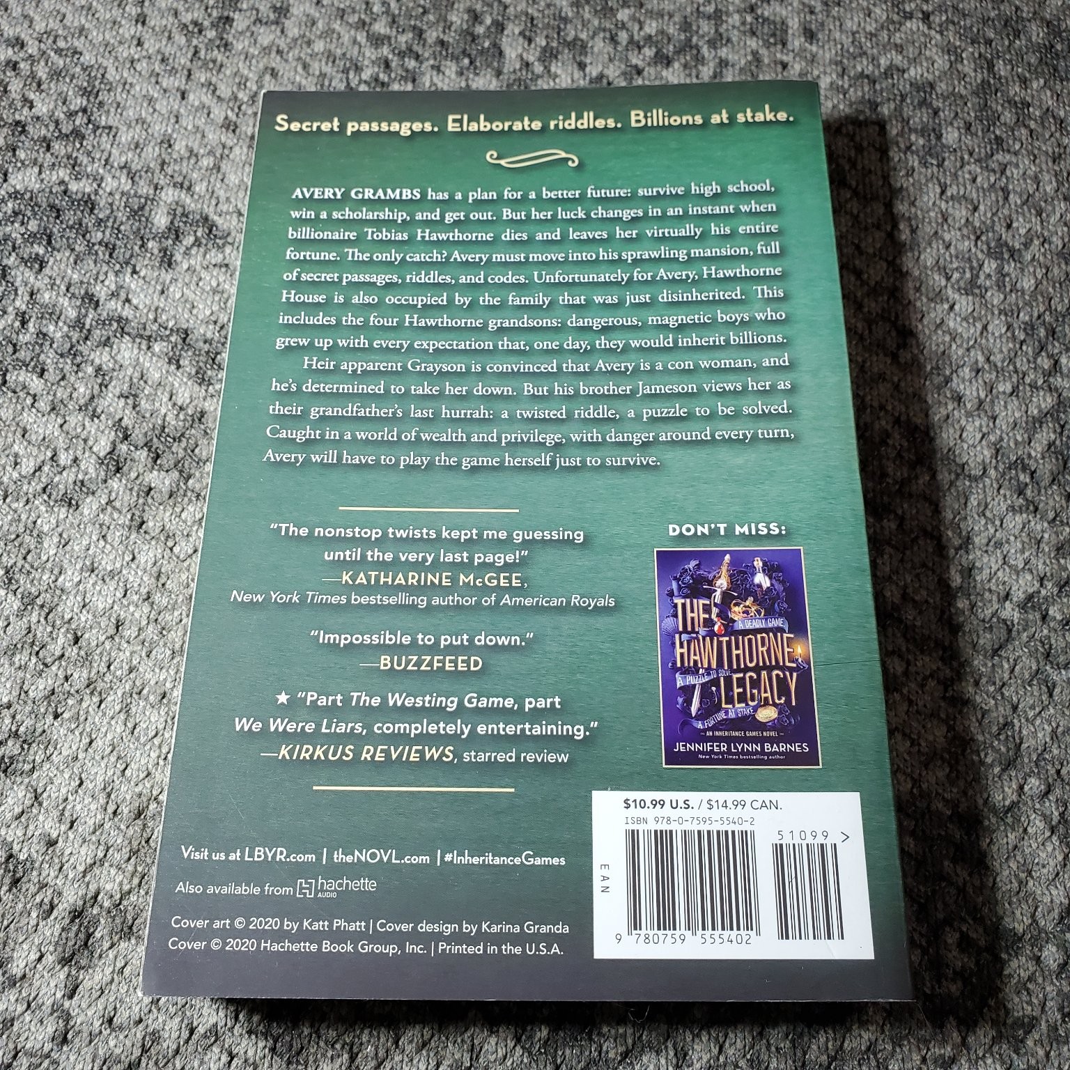 The Inheritance Games Jennifer Lynn Barnes 2022 Trade Paperback Mystery