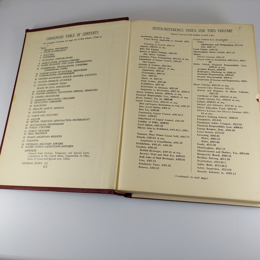 Page’s Ohio Revised Code Annotated Title 43 Liquor & 45 Motor, 1973 & 1981 Supp