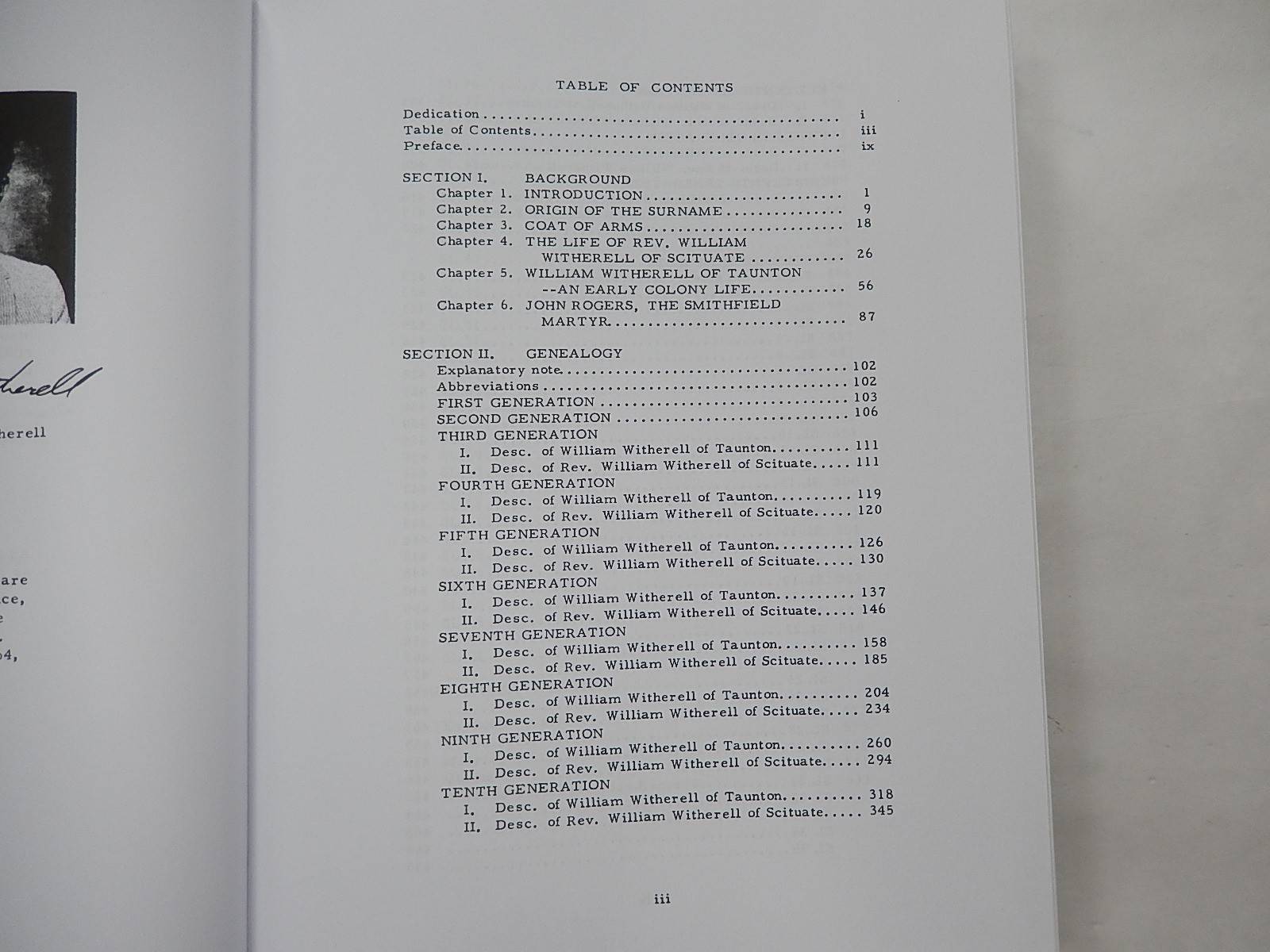 History and Genealogy of Witherell, Wetherell, Witherill of New England, 1976,HC