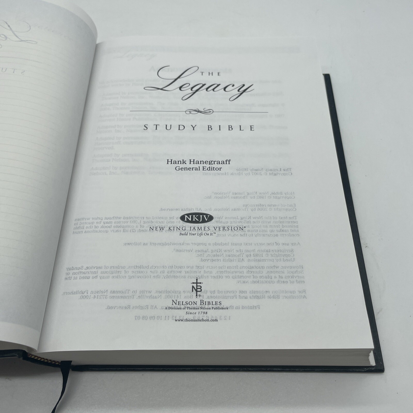 Legacy Study Bible New King Hank Hanegraaff NKJV Black Hardcover 2007