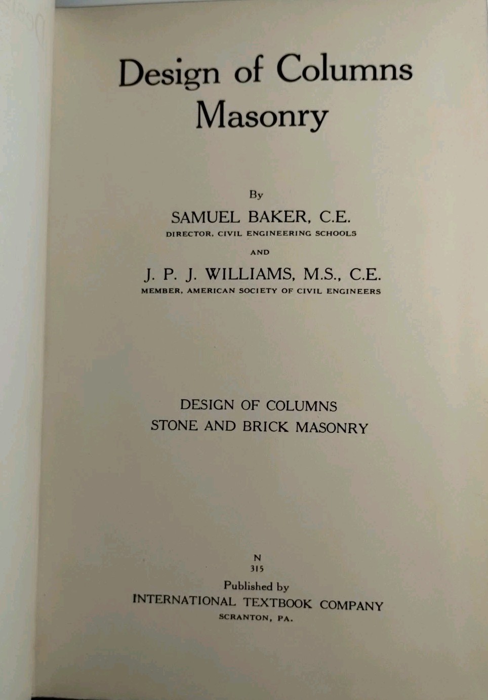Design of Columns Stone Brick Masonry by Baker, Samuel Williams, J. P. J. 1931