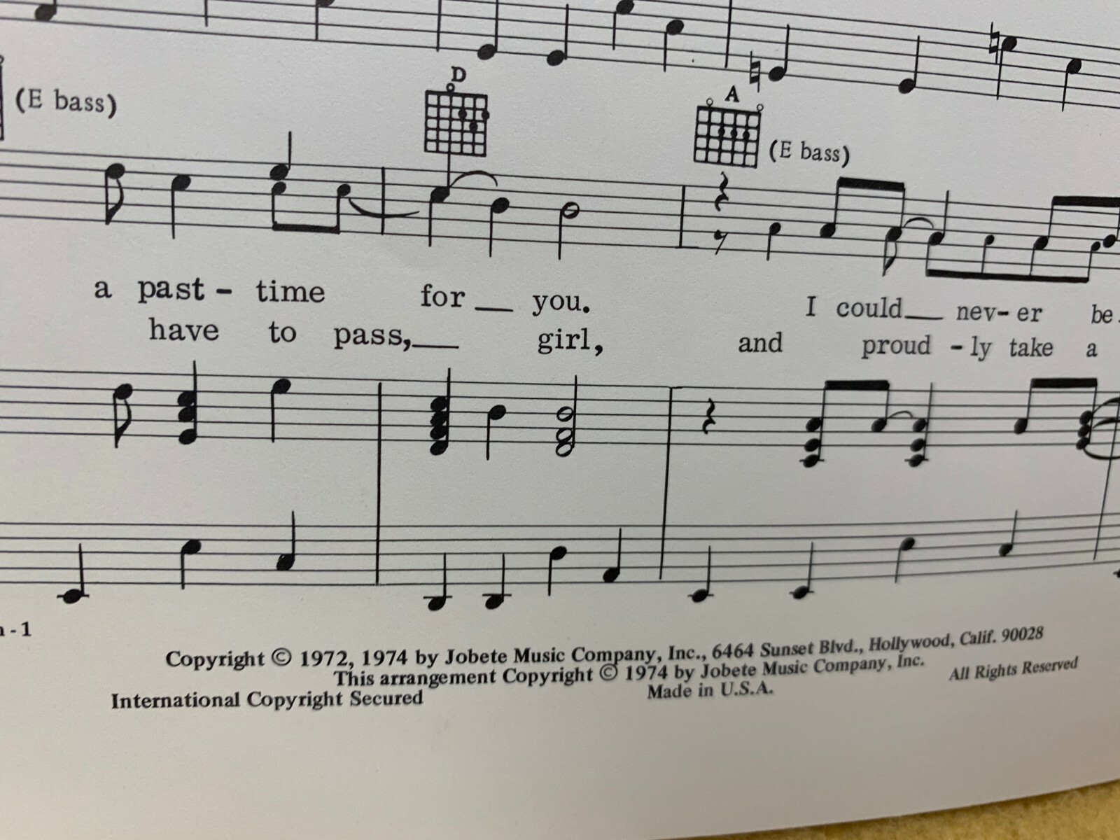 LOVE ME FOR A REASON, WADE BROWN JOBETE MUSIC CO. 1974 (MINT)