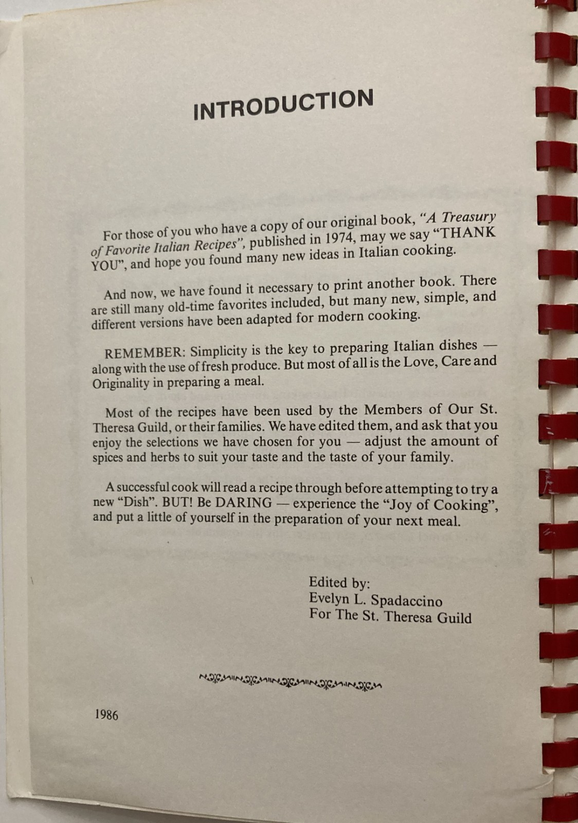 VTG Italian Cookbook St Theresa Guild Holy Rosary Church Bridgeport CT 1986