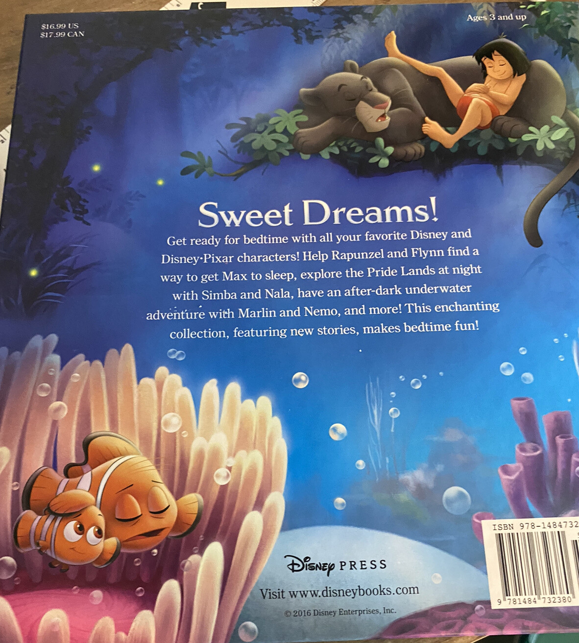 DISNEY Press Book Hardback NEW Bedtime Favorites Mickey Simba Bambi Winnie