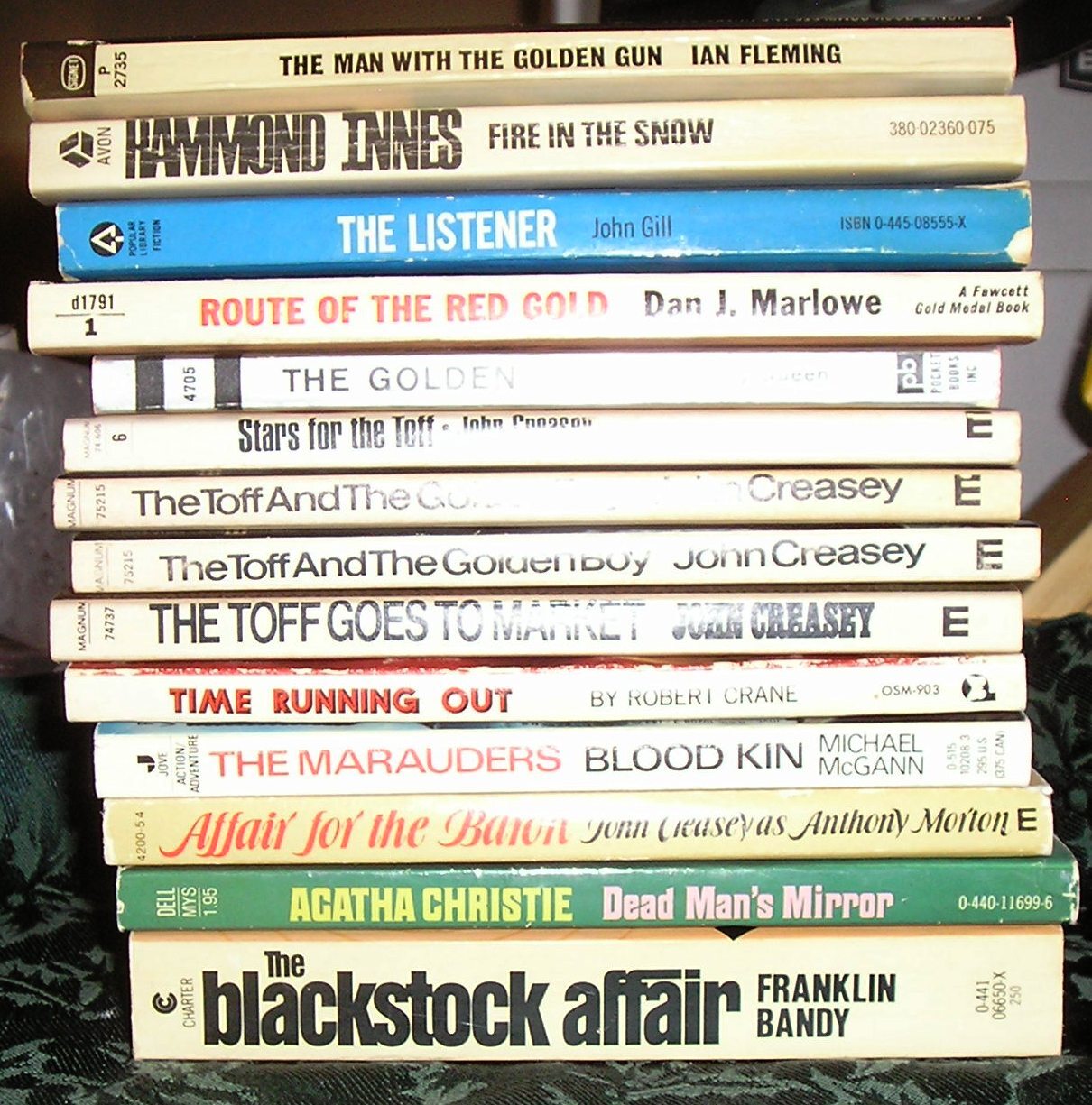 SPY PRIVATE EYE ESPIONAGE LOT – 14 PBs VG-Fine – Toff, James Bond, Ellery Queen