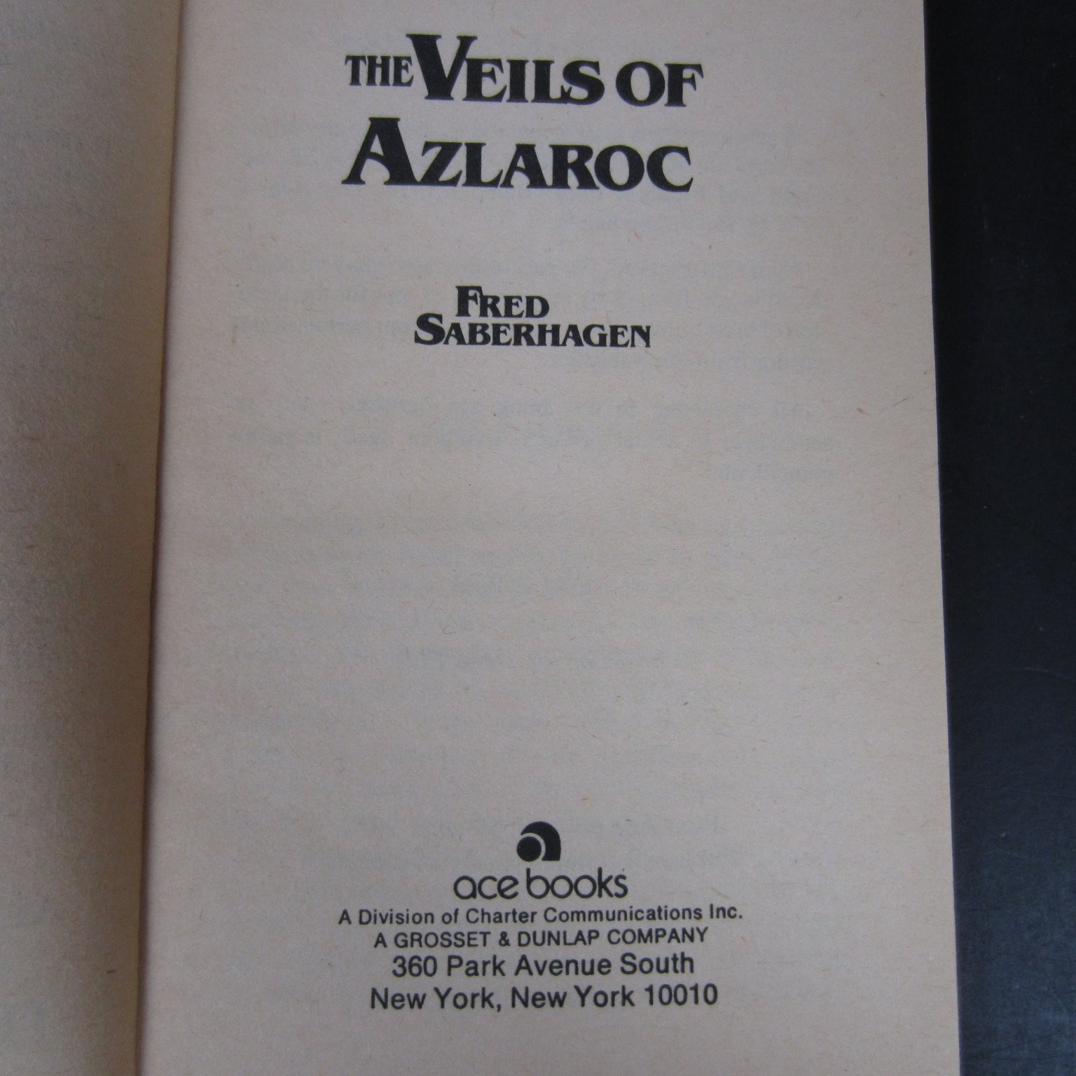 The Veils of Azlaroc Fred Saberhagen 1978 First Ace Printing Science Fiction PB