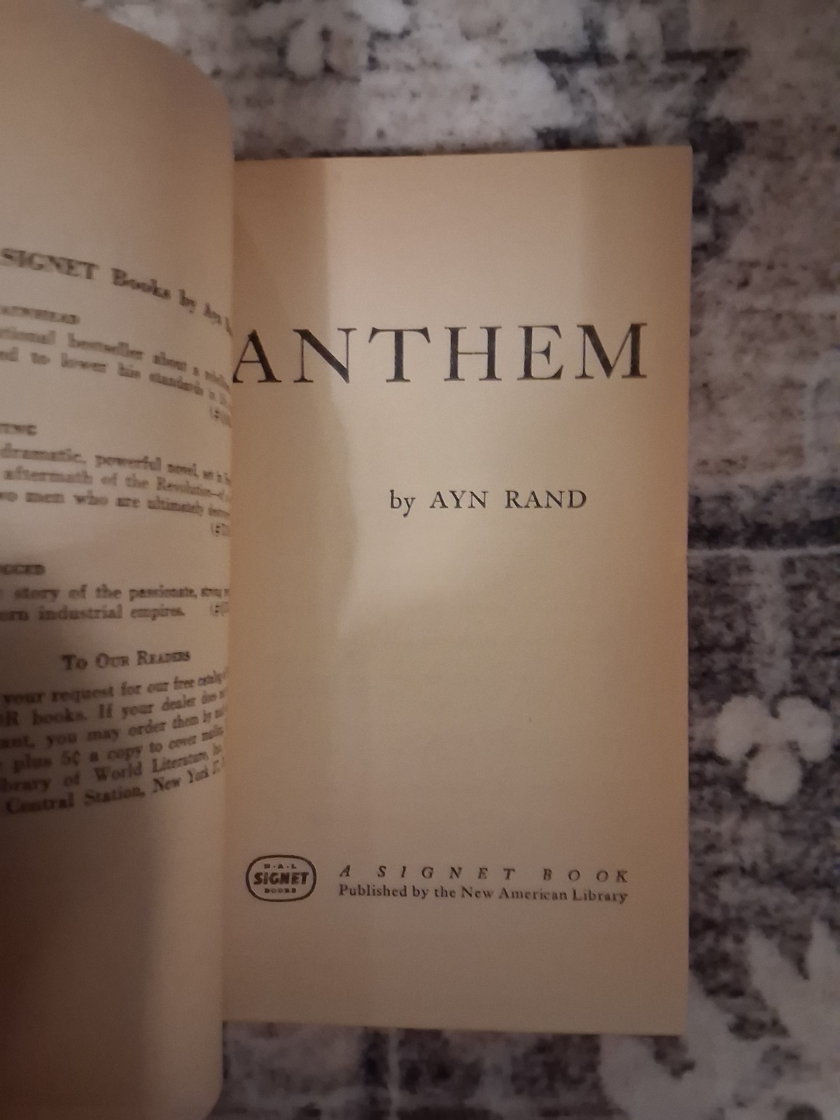 Ayn Rand Lot of 2 books, Atlas Shrugged, Anthem