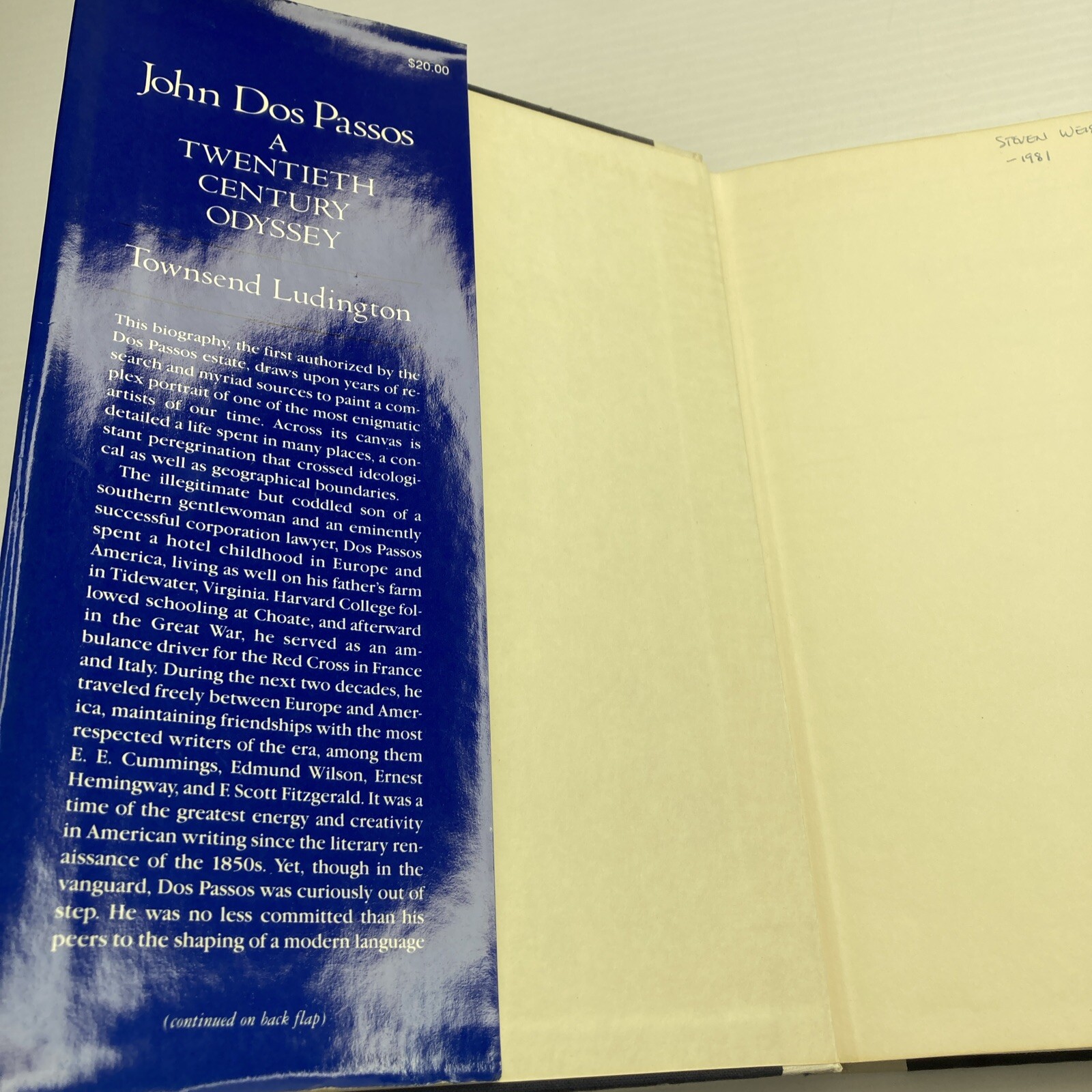 John Dos Passos A Twentieth Century Odyssey Townsend Ludington 1980 1st Edition