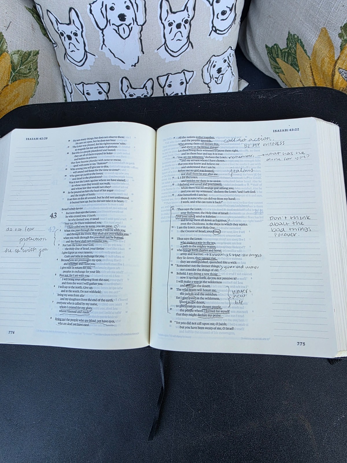 Crossway Single Column Journaling Bible Black Used with Handwritten Study Notes