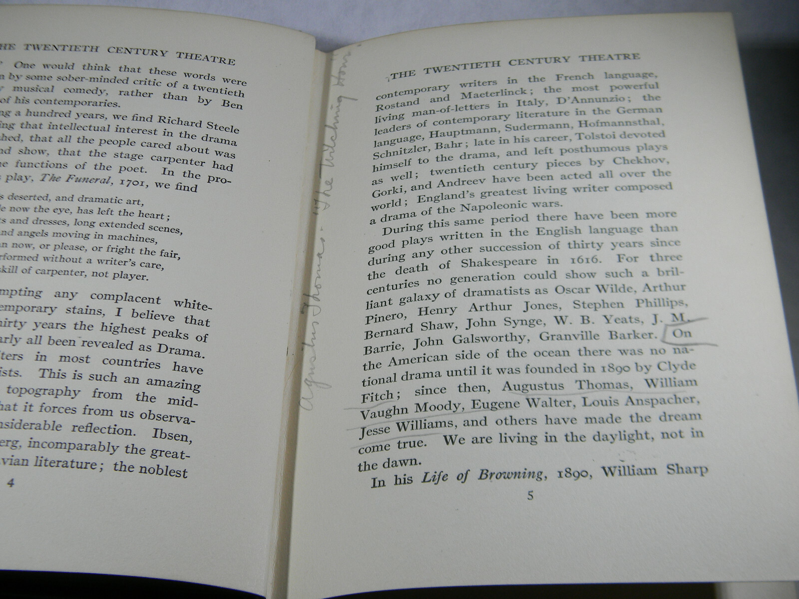 The Twentieth Century Theatre by William Lyon Phelps 1918 VG Book HC