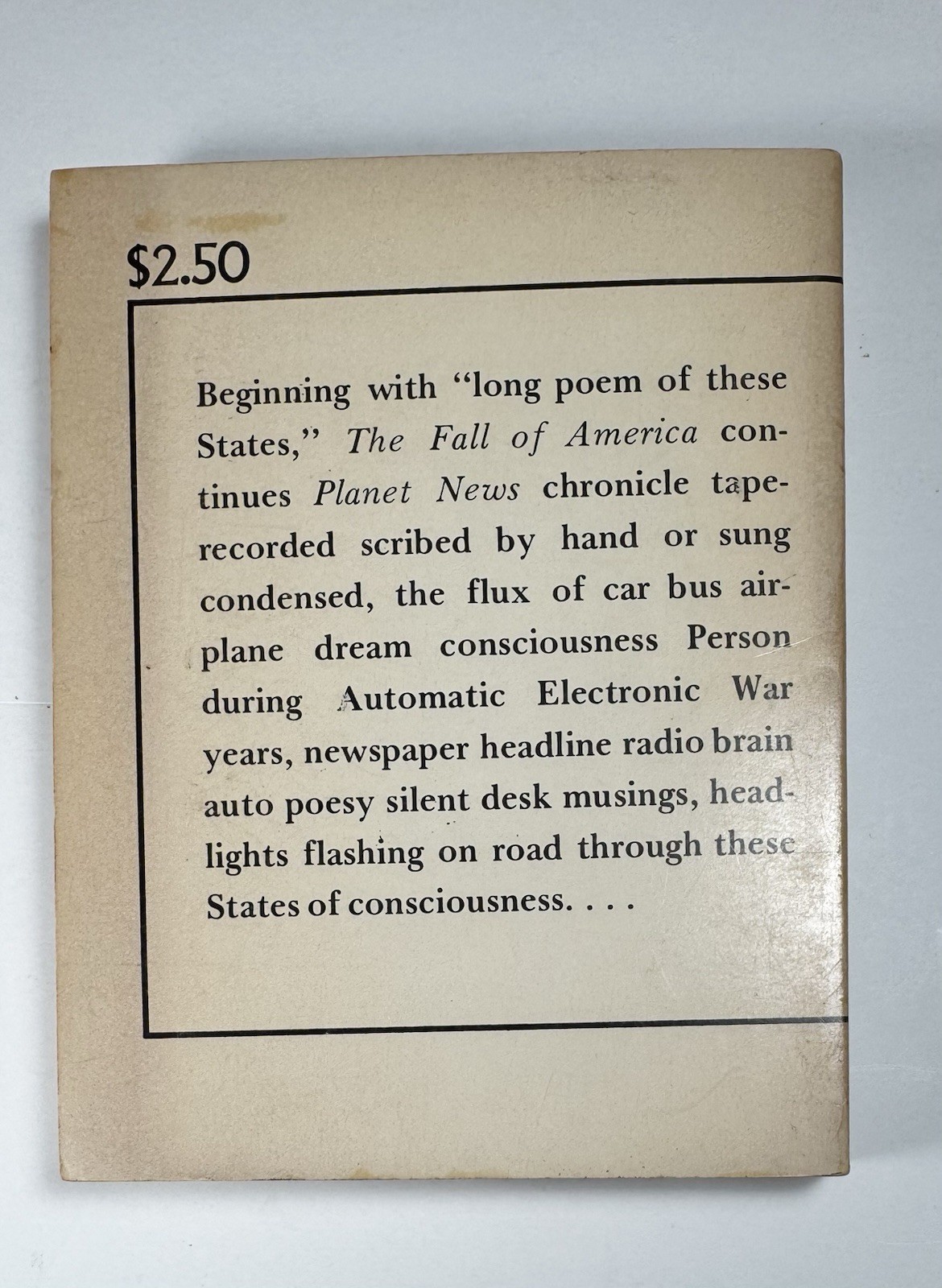 The Fall Of America 1965 – 1971 Allen Ginsberg True First Print White Cover VG+