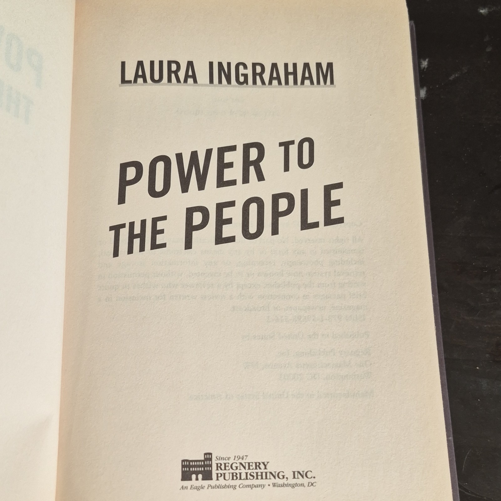 Laura Ingraham Power to the People Hardcover Regnery Publishing English Book