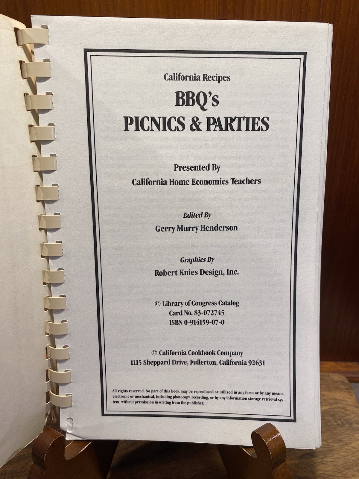 Vintage Recipe book California BBQ’S and Picnics & Parties CA Home Ec Teachers
