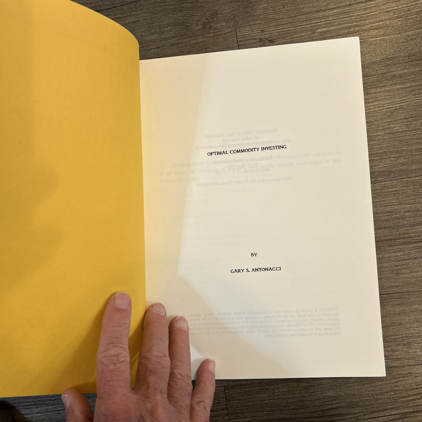 OPTIMAL COMMODITY INVESTING By Gary Antonacci Softcover 82 Pages