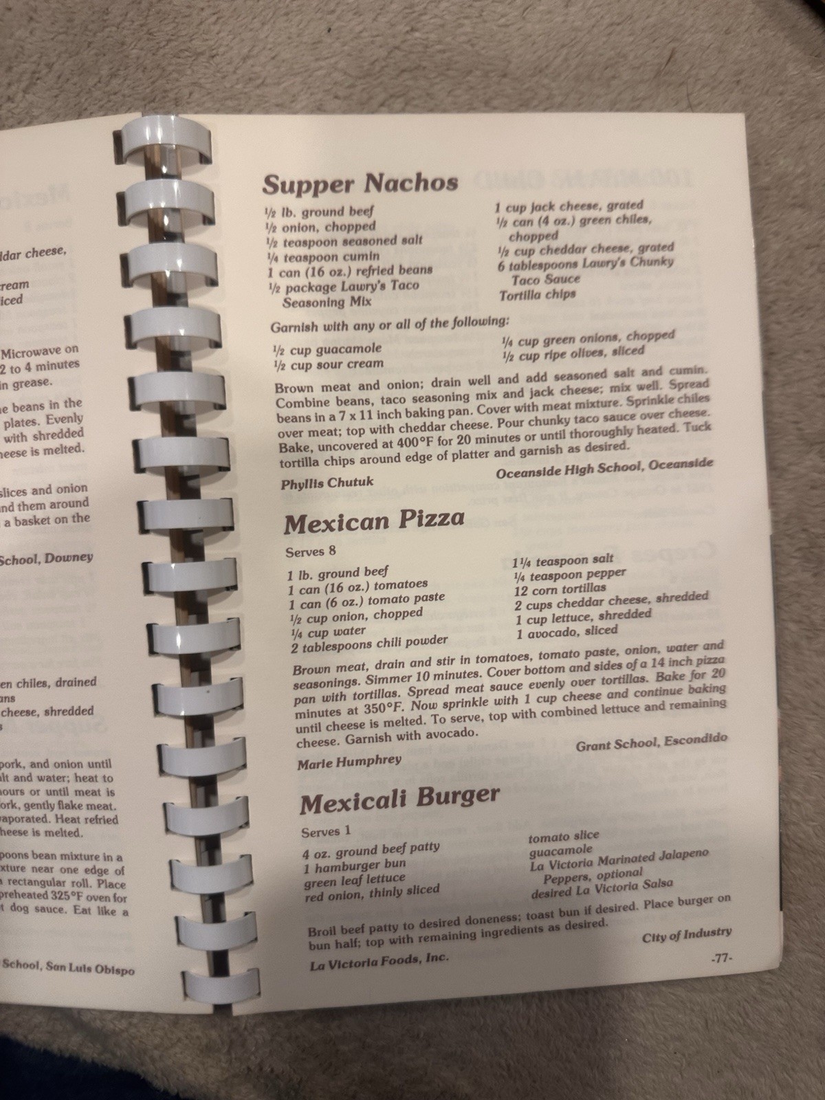 Vintage California’s Favorite Mexican Foods Cookbook Spiral Bound Rare