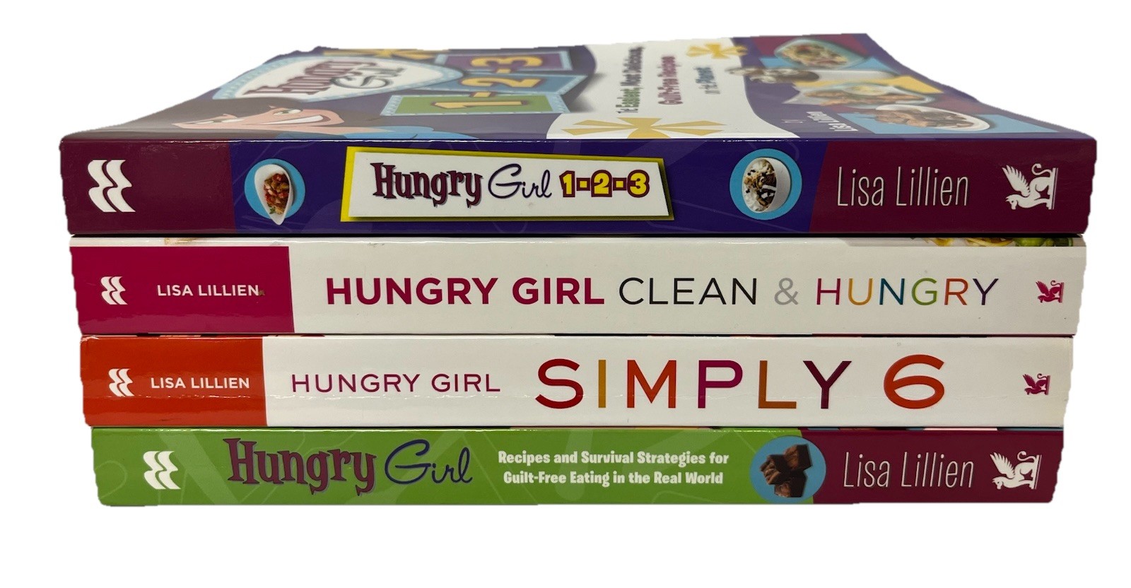 Lot of 4 Hungry Girl Cookbooks by Lisa Lillien Clean & Hungry, Simply 6, 1-2-3
