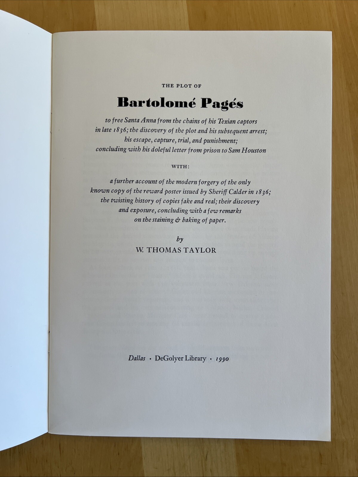 The Plot of Bartolome Pages by W Thomas Taylor 1990 18 Page PB Rare 1 of 500
