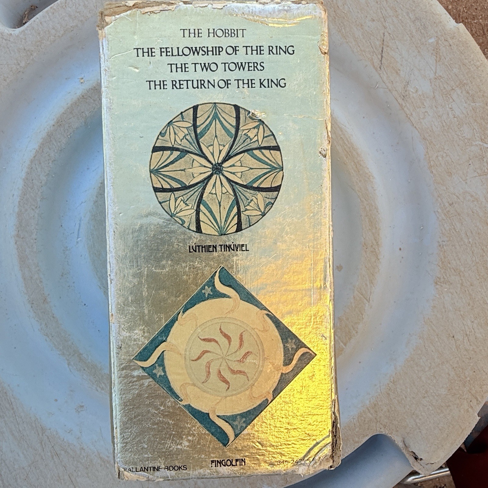 The Lord of the Rings Gold Foil And Hobbit 4 Book Set In Box JRR Tolkien EXC