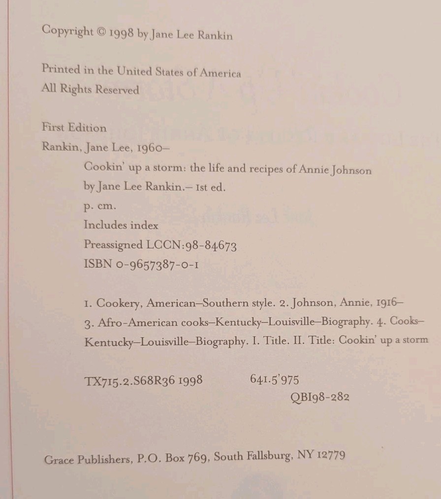 *SIGNED* COOKIN’ UP A STORM: THE LIFE AND RECIPES OF ANNIE JOHNSON