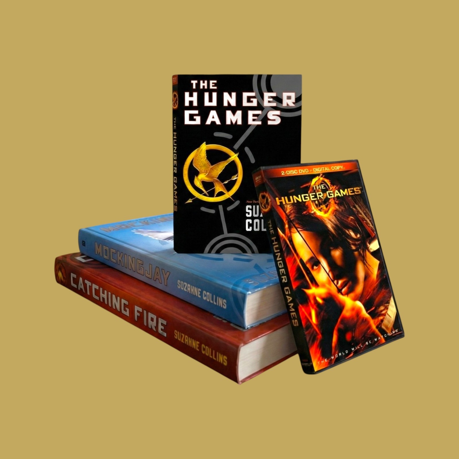 Hunger Games Book DVD Lot Bundle Mockingjay 1st Printing Catching Fire Collins