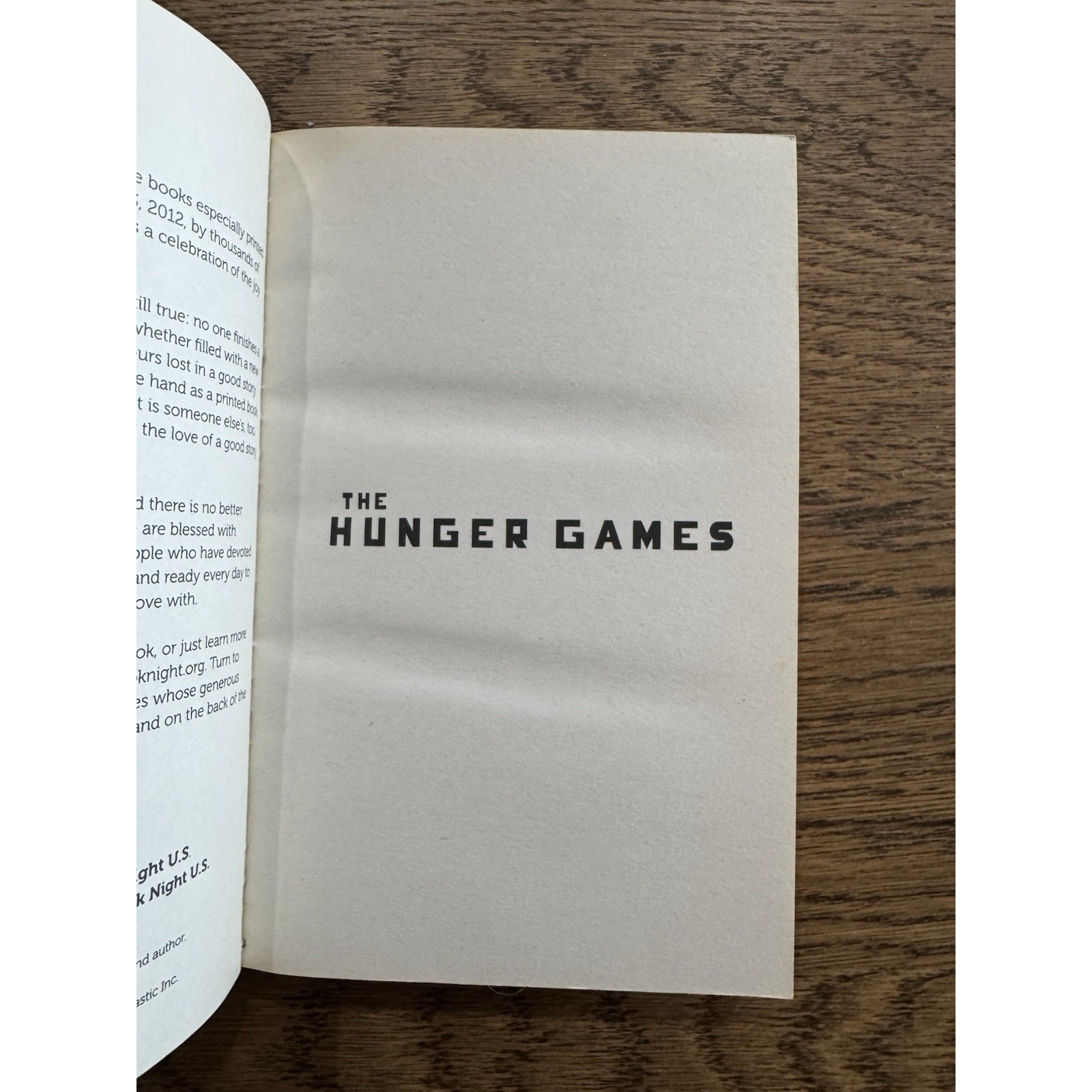 The Hunger Games World Book Night edition 2012 Rare Paperback Book Version