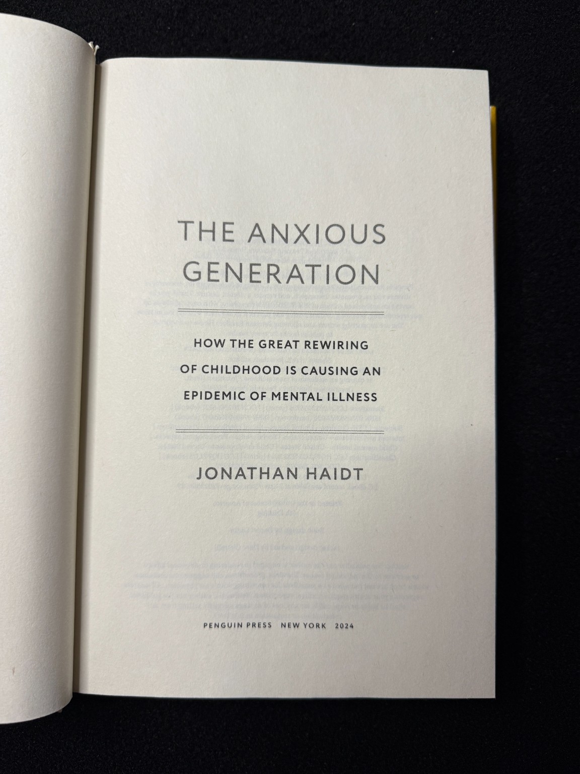 The Anxious Generation Jonathan Haidt 2024 Hardcover Psychology Mental Health