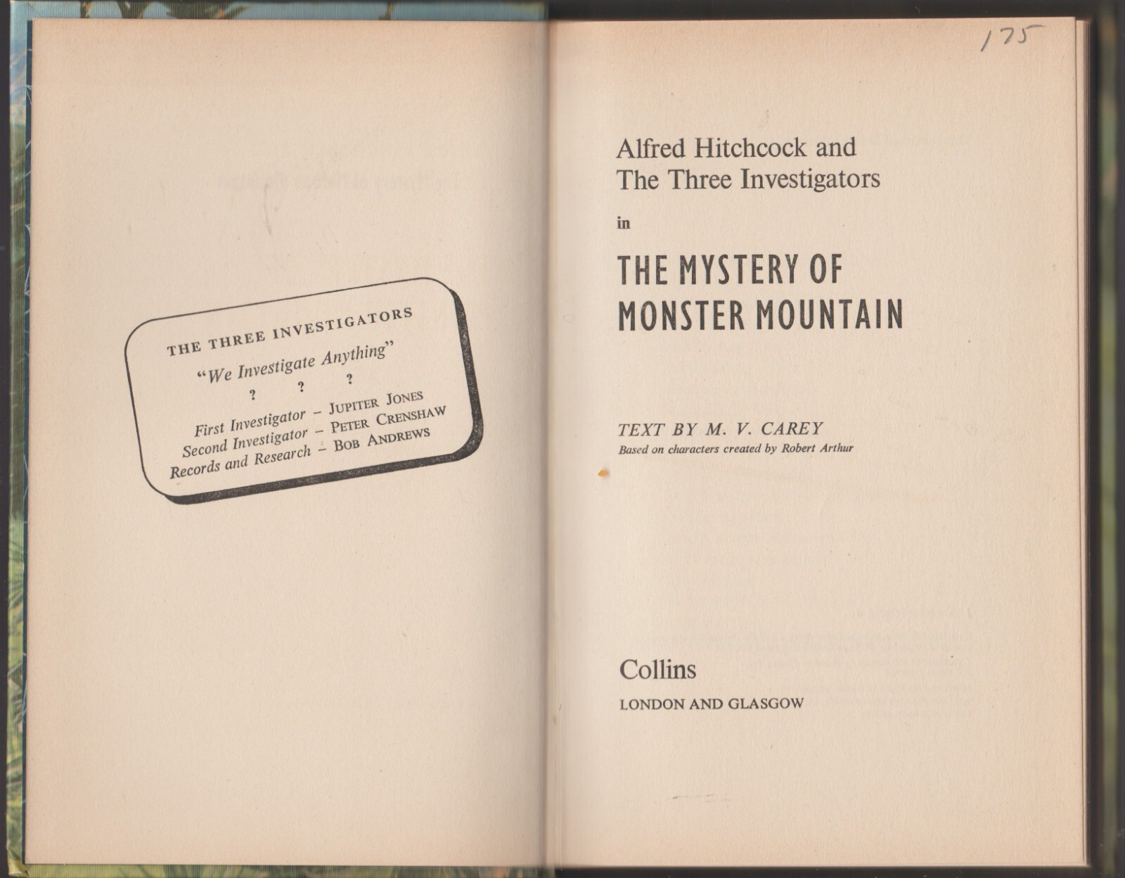 Three Investigators Mystery Of Monster Mountain 1st UK Edition PC + Dust Jacket