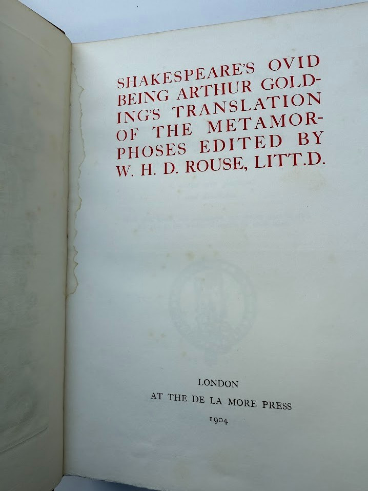 1904 Shakespeare’s Ovid – Arthur Golding Metamorphoses – Ltd Ed #273/350