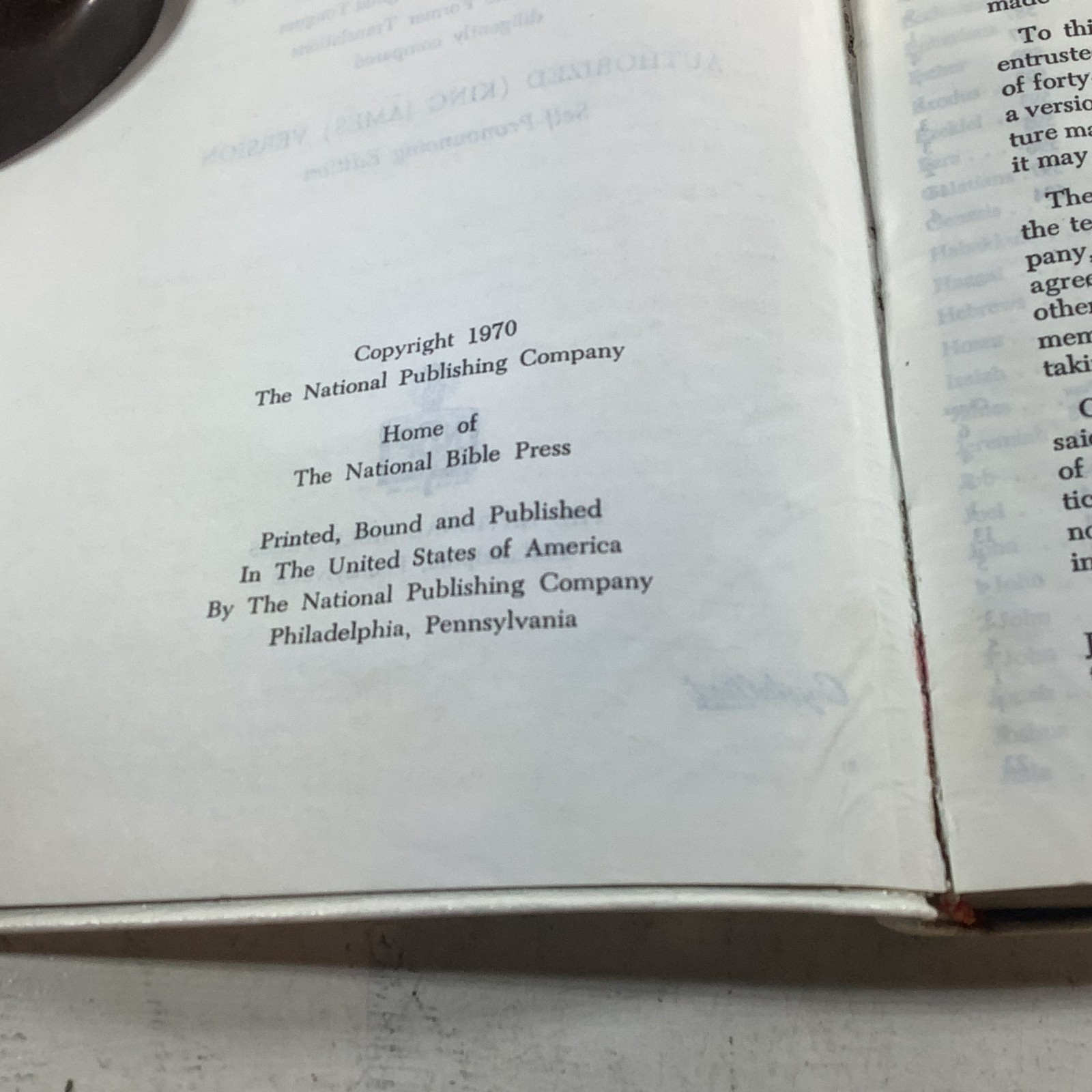 Holy Bible KJV 1970 National Bible Press White Bonded Leather VG 8.75″ x 5.75″