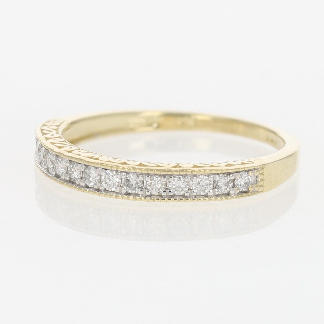 .18ctw Diamond Pavé Milgrain Scroll Wedding Band Ring 14k Yellow Gold Size 6