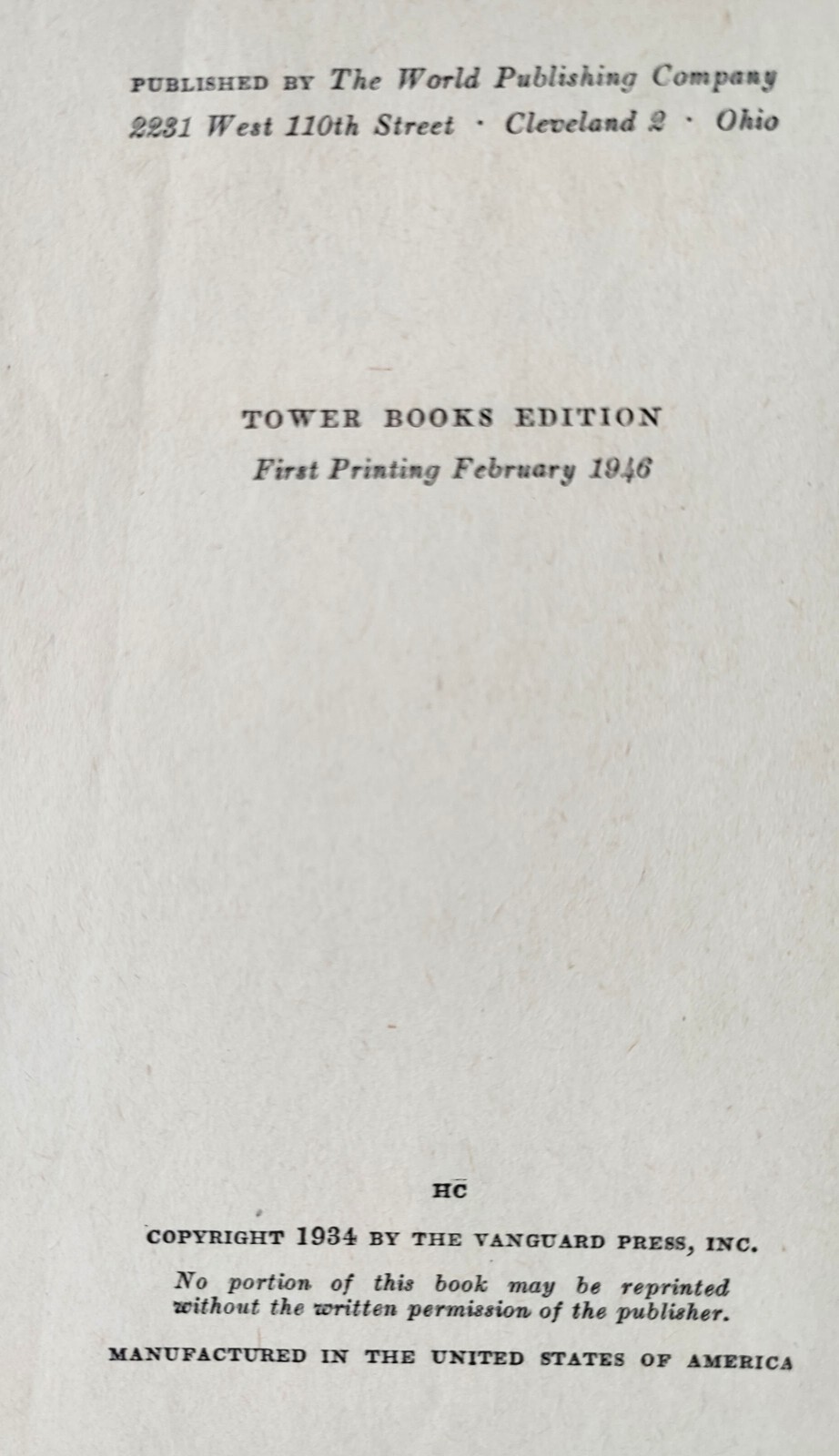 Lady Ann – Donald Henderson Clarke – Tower Books 1st Edition – 1946