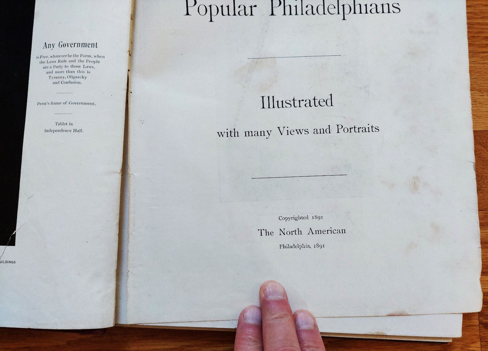 Philadelphia & Popular Philadephians, 1891, 292 pgs, hc, VERY RARE original edtn