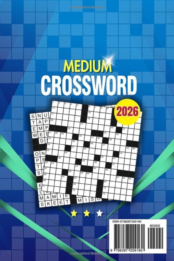 Medium Crossword Puzzle Book for Adults 90 Puzzles Brain Games w Solutions