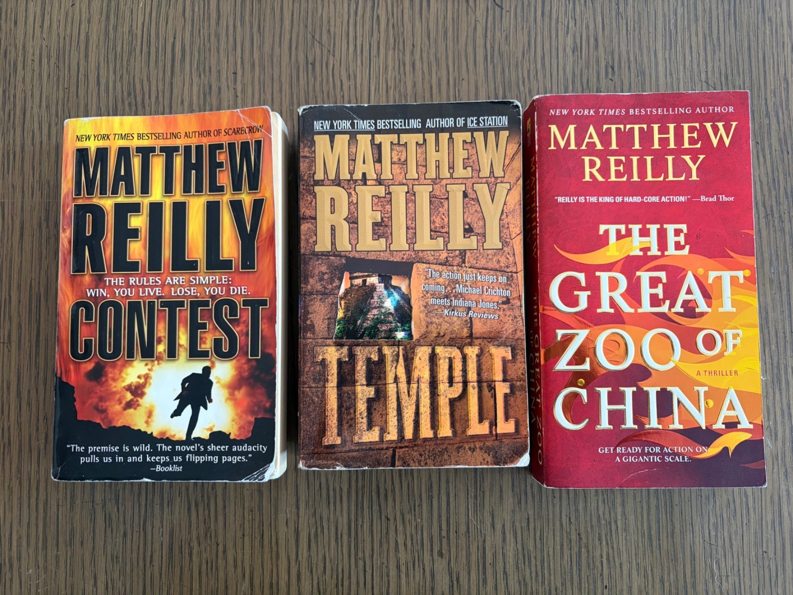Matthew Reilly Lot- Contest, Temple & The Great Zoo of China- paperback