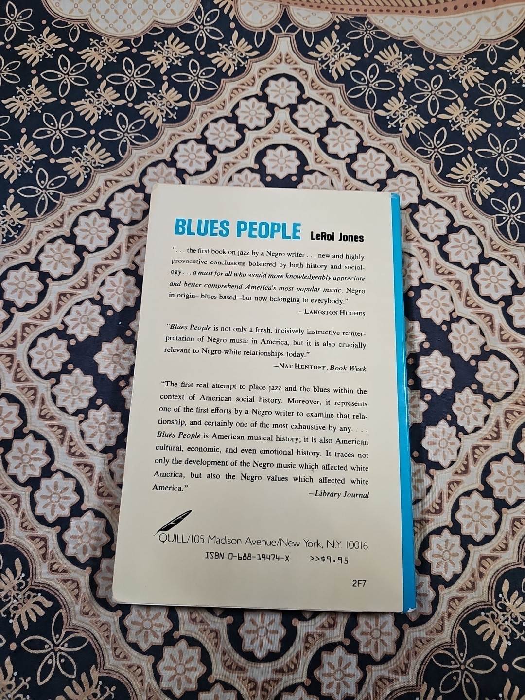 BLUES PEOPLE LeRoi Jones AKA Amiri Baraka PB BOOK (c) 1963 1st Print/Edition VG+