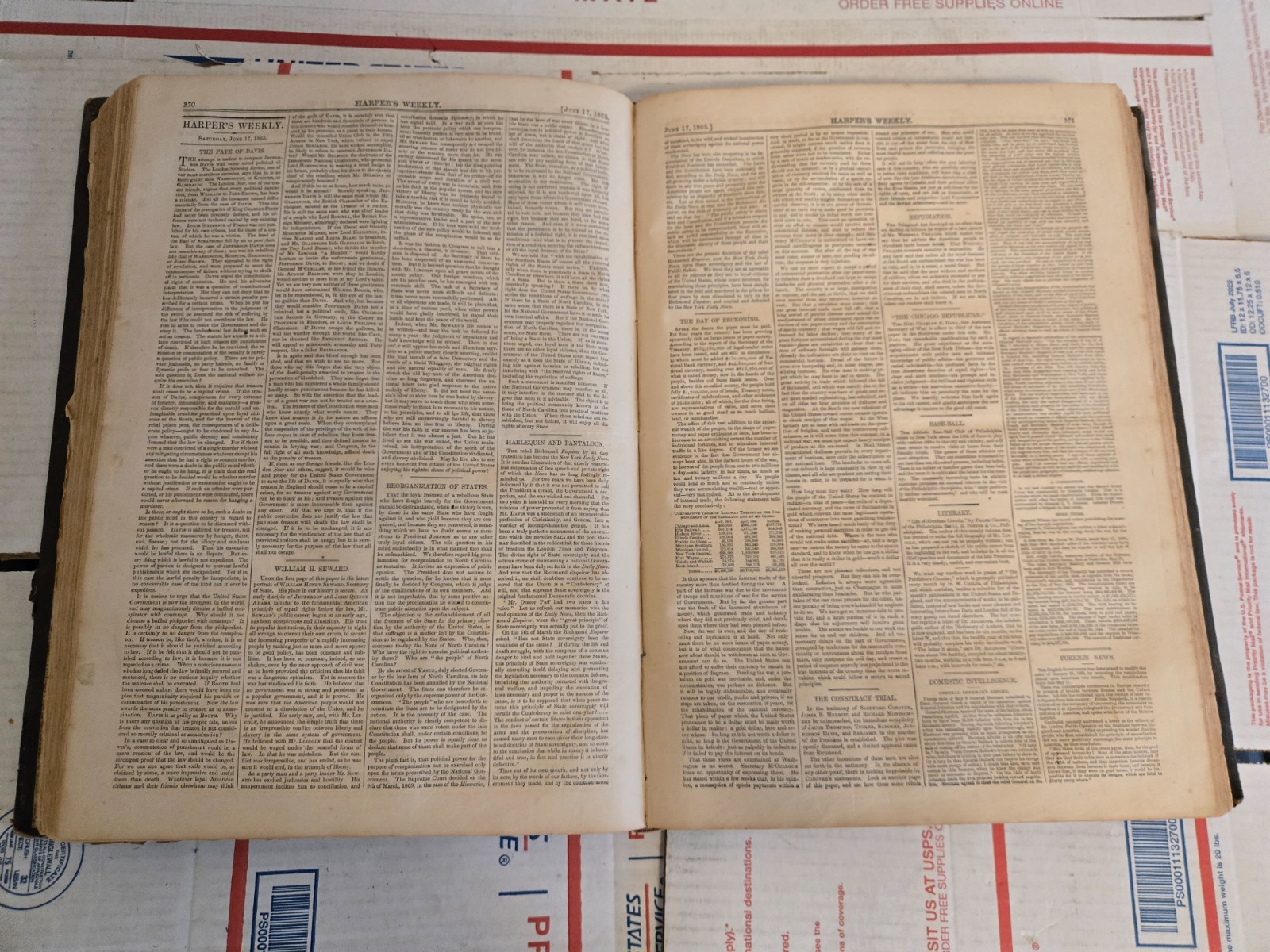 Harpers Weekly Journal of Civilization 1865 volume IX full year bound volume