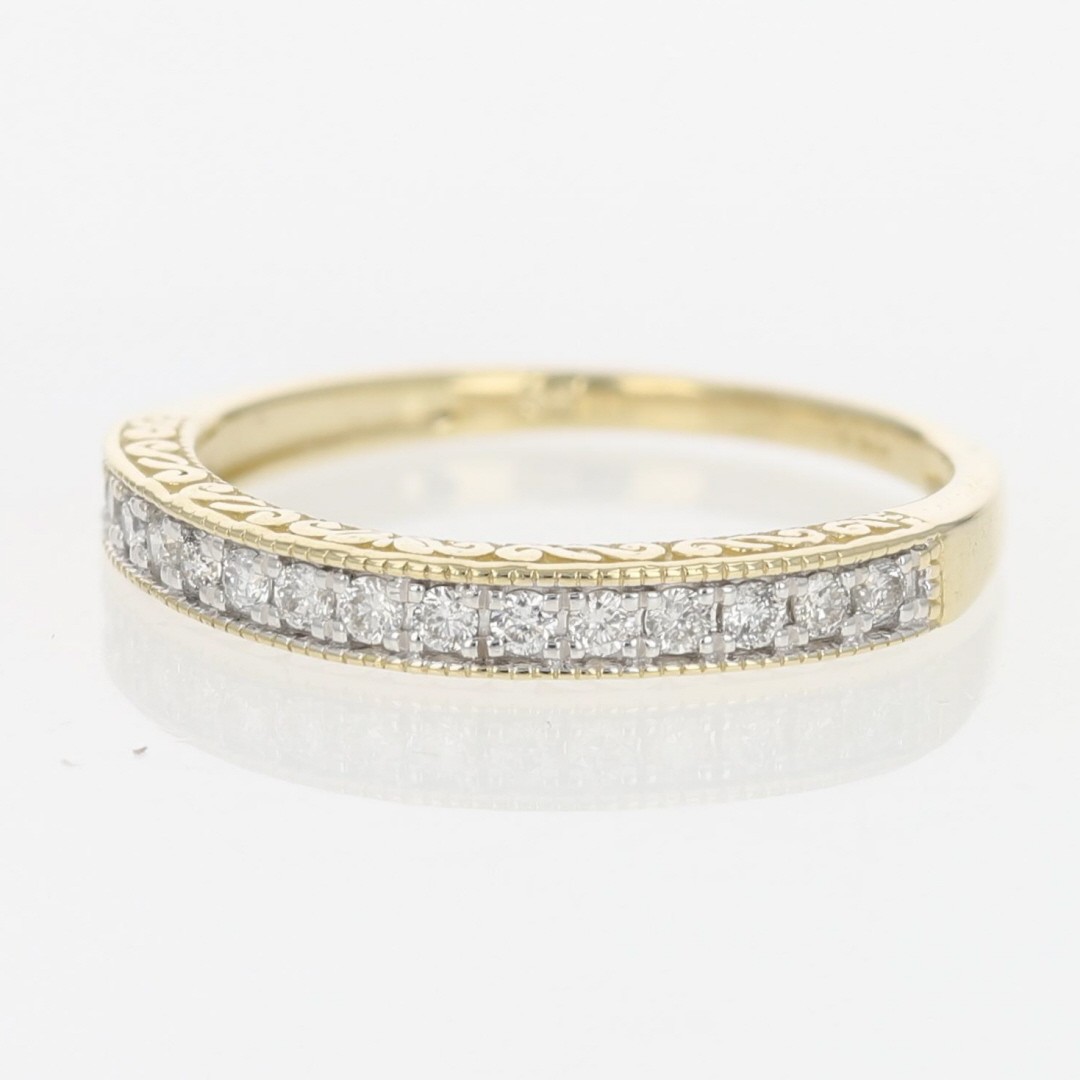 .18ctw Diamond Pavé Milgrain Scroll Wedding Band Ring 14k Yellow Gold Size 6