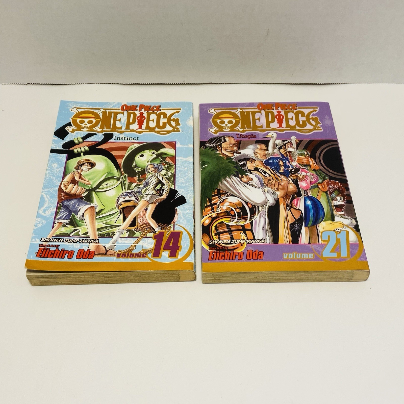 One Piece Vol. 14 + 21 Utopia & Instinct Oda 2007 Manga Gold Foil Rare Books
