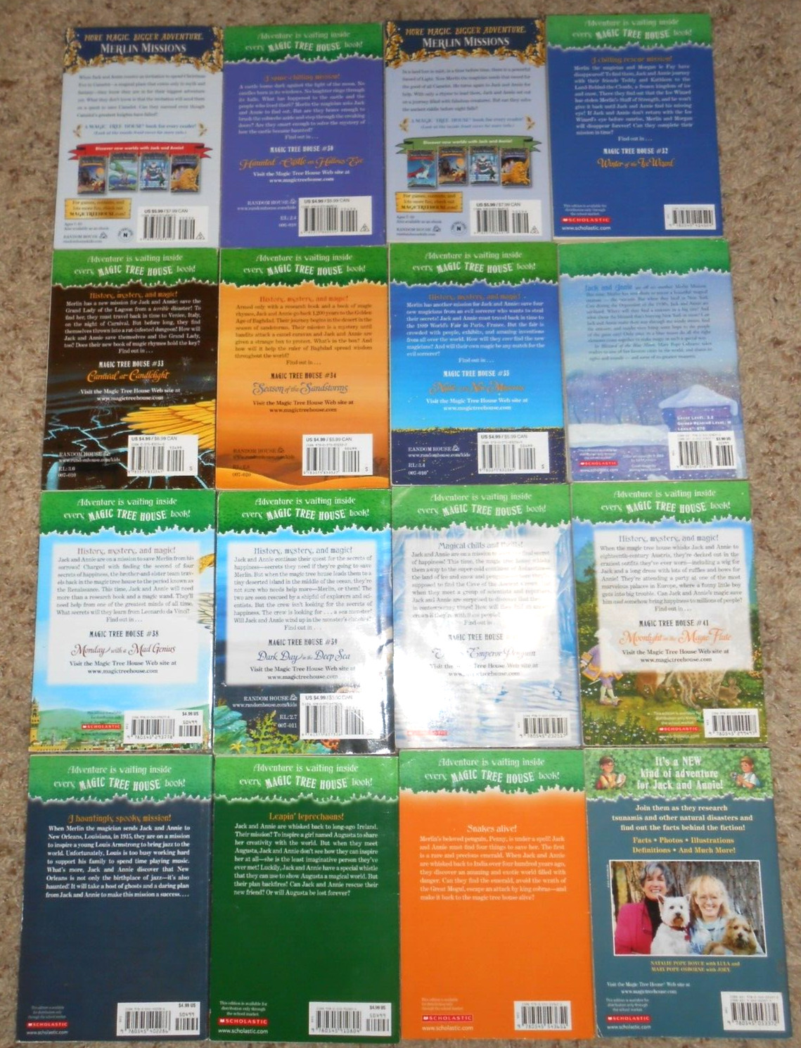16 Mary Pope Osborne MAGIC TREE HOUSE Merlin Missions & Fact Tracker- TPB VGC
