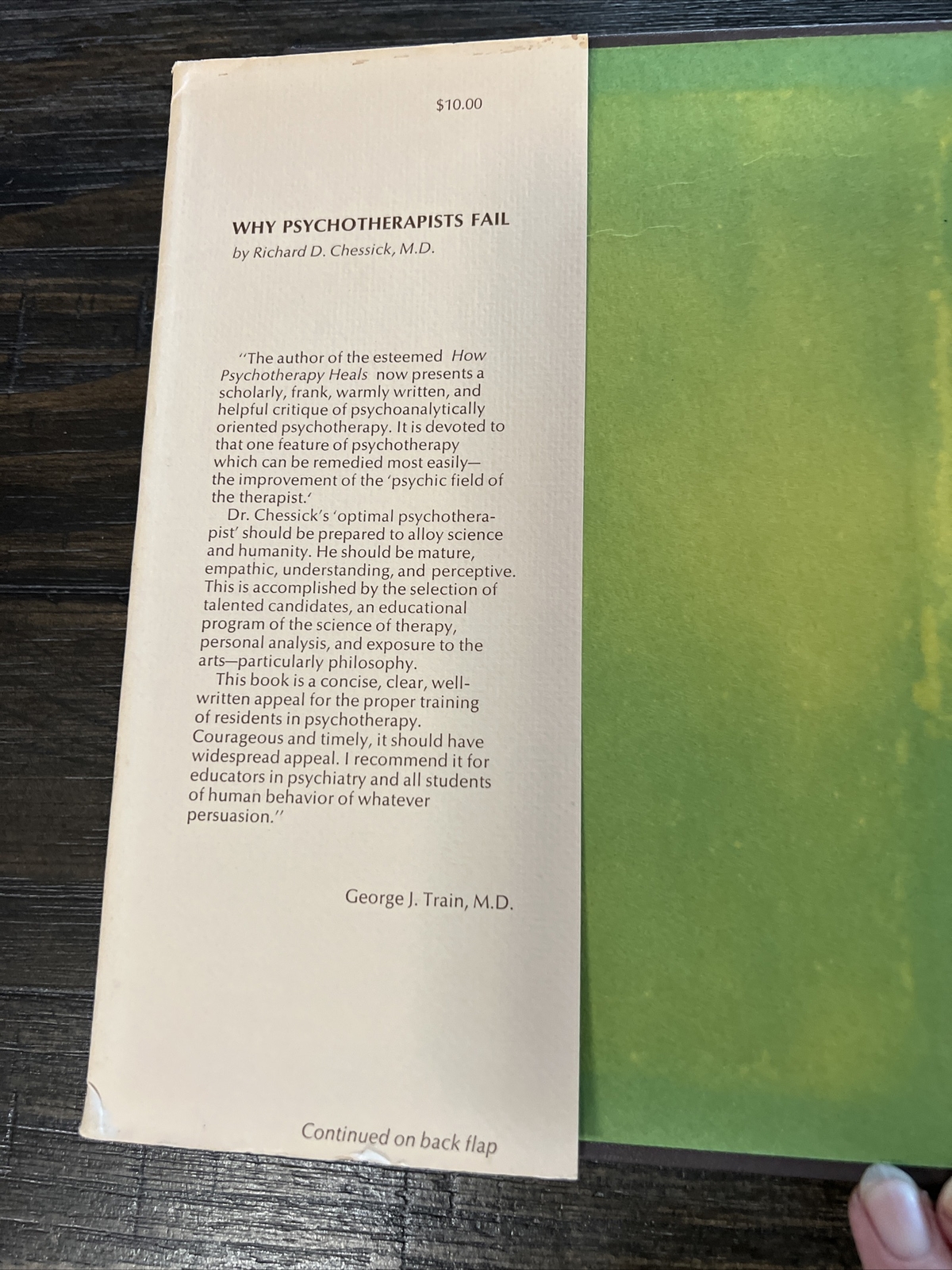Why Psycho-Therapists Fail Hardcover Book By Richard D Chessick M. D.