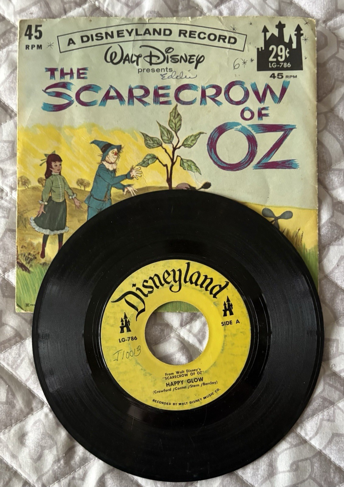 Lot 5 Disneyland 45 Rpm Records Cinderella Mary Poppins Ugly Bug Ball Oz 1962