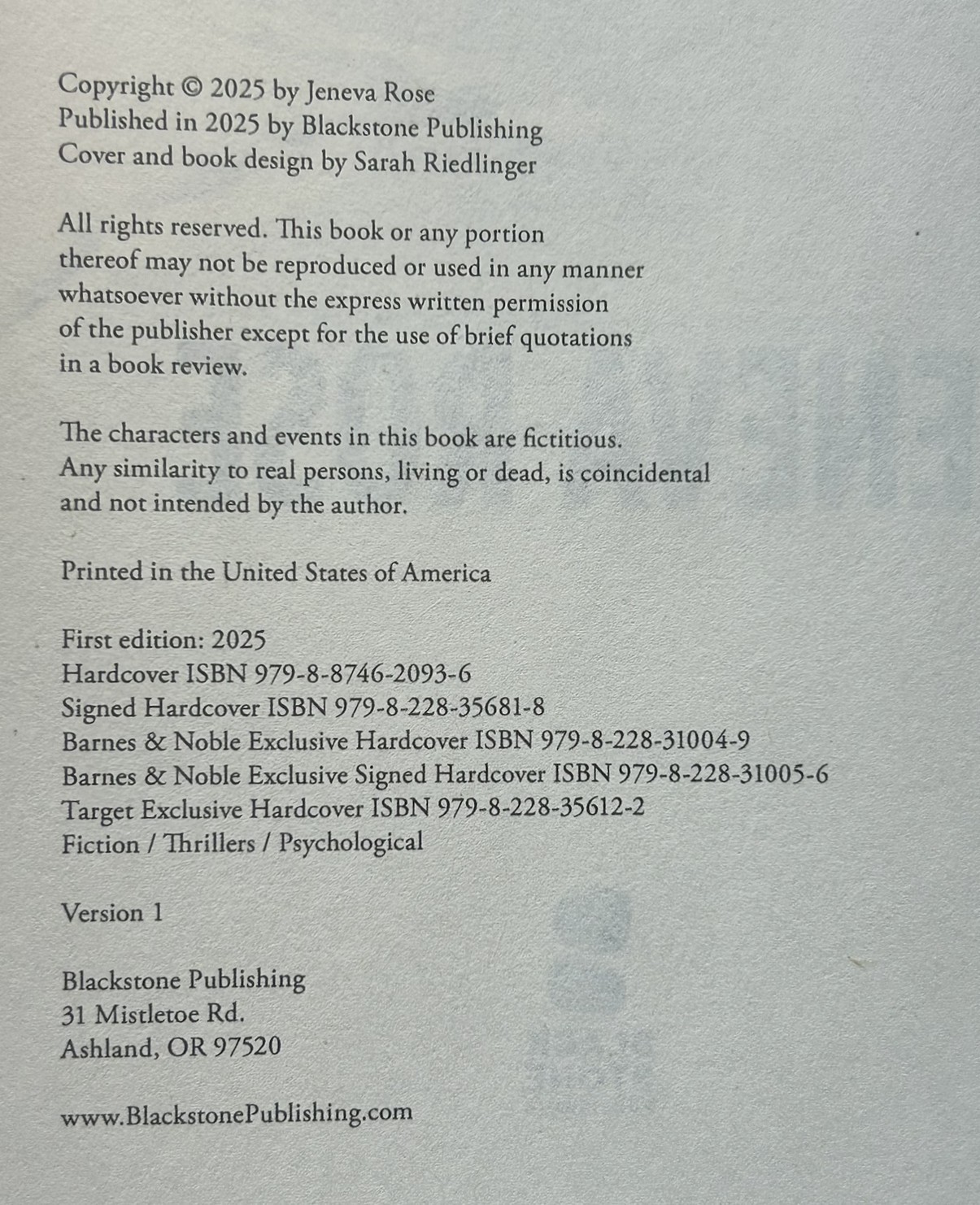 SIGNED The Perfect Divorce by Jeneva Rose FIRST EDITION New w Bloody Page Edges