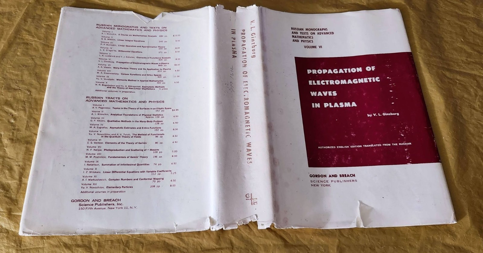 PROPAGATION OF ELECTROMAGNETIC WAVES IN PLASMA 1961 V. L. Ginzburg – Hardcover