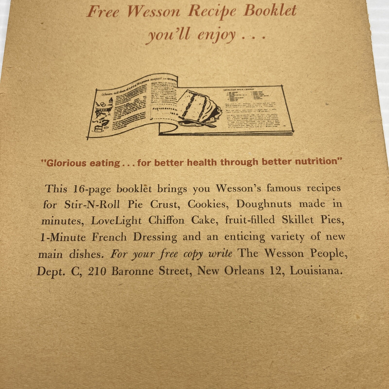 Wesson Cooking Oil Recipe Booklet 101 Glorious Ways to Cook Chicken 16 Pages