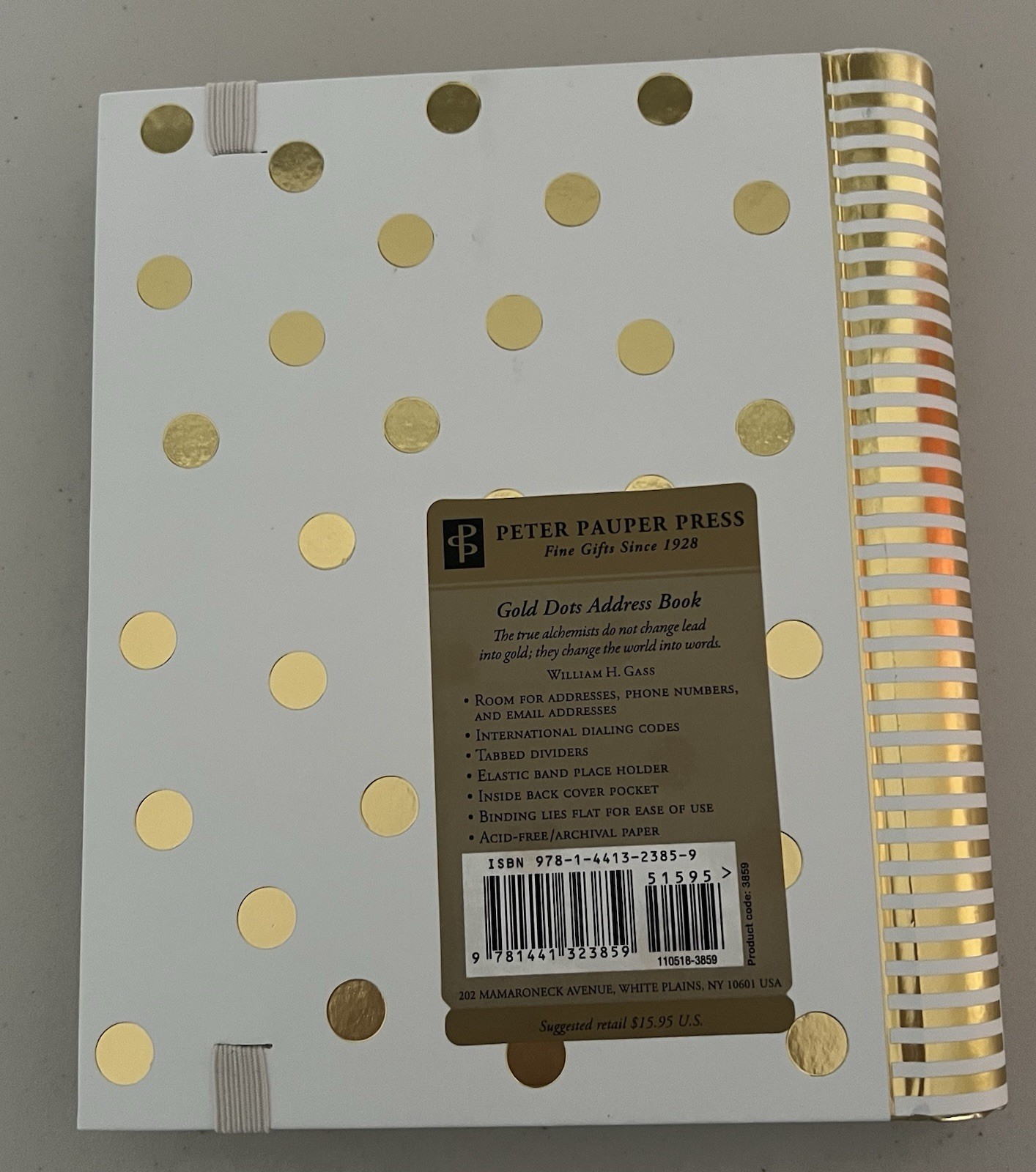 GOLD DOTS LARGE ADDRESS BOOK By Peter Pauper Press – Hardcover Brand New
