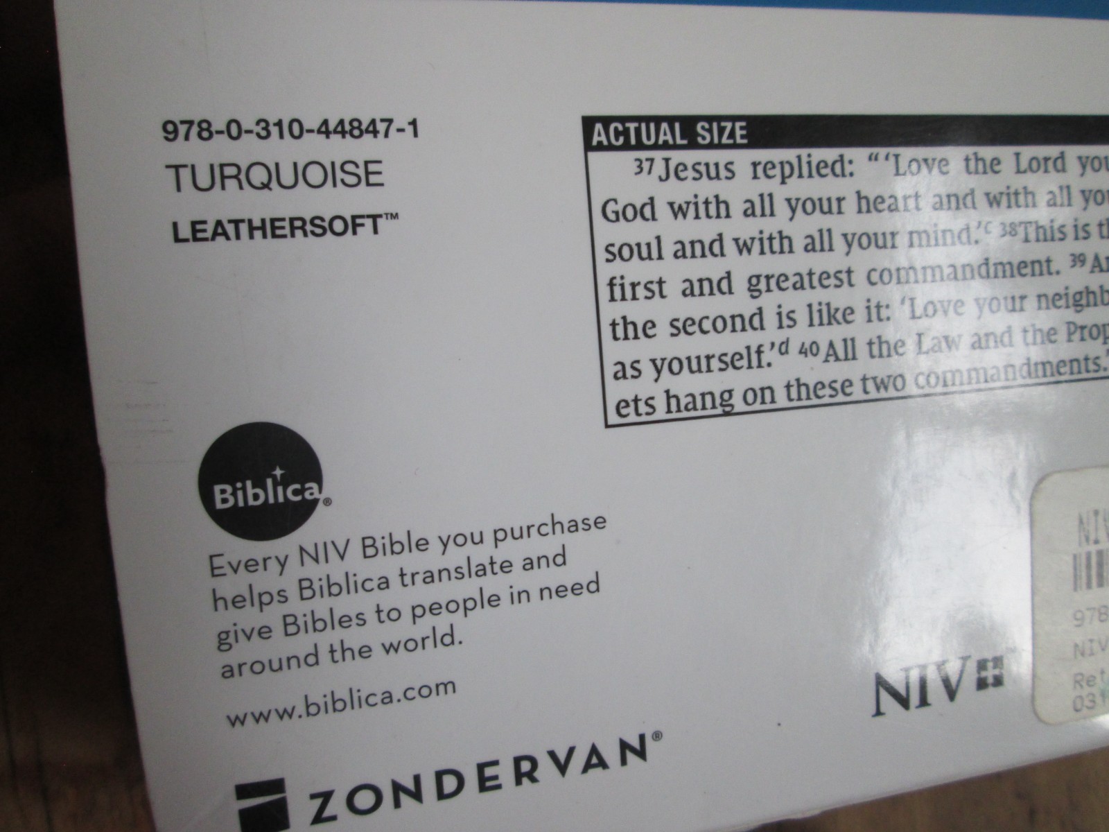 NEW Internatioal Version NIV Value Thinline Bible Leathersoft Teal Turquoise