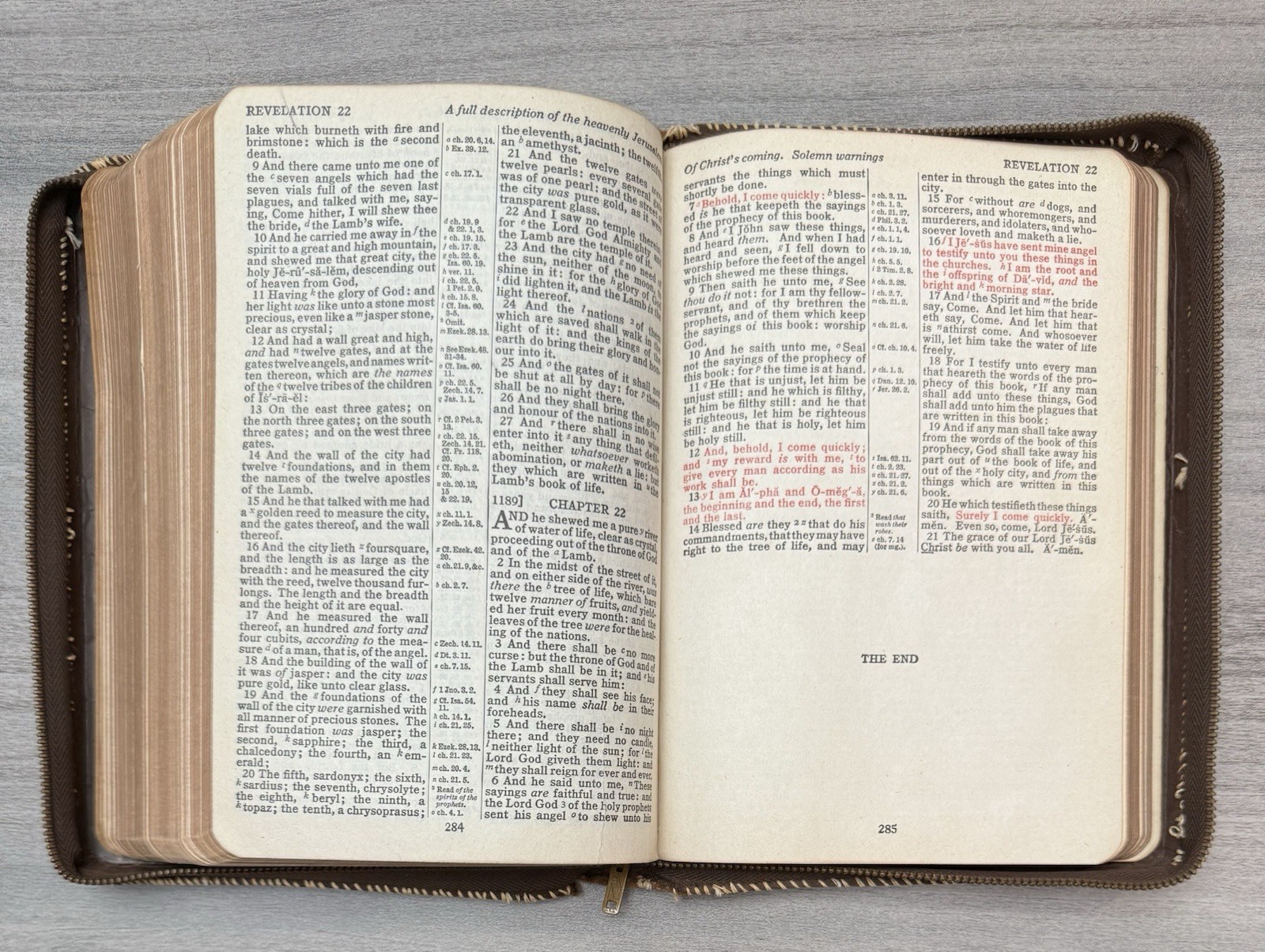 Oxford KJV Bible Brown Basketweave LEATHER Zipper; 1948; Red Letter; Illustrated
