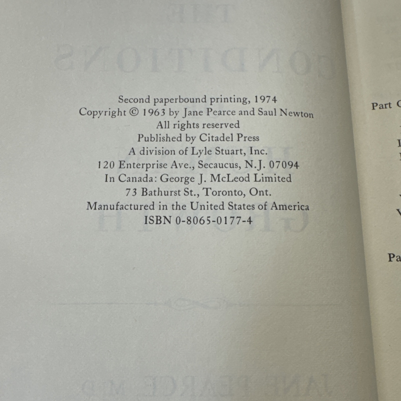 The Conditions of Human Growth By Jane Pearce / Saul Newton (1974)